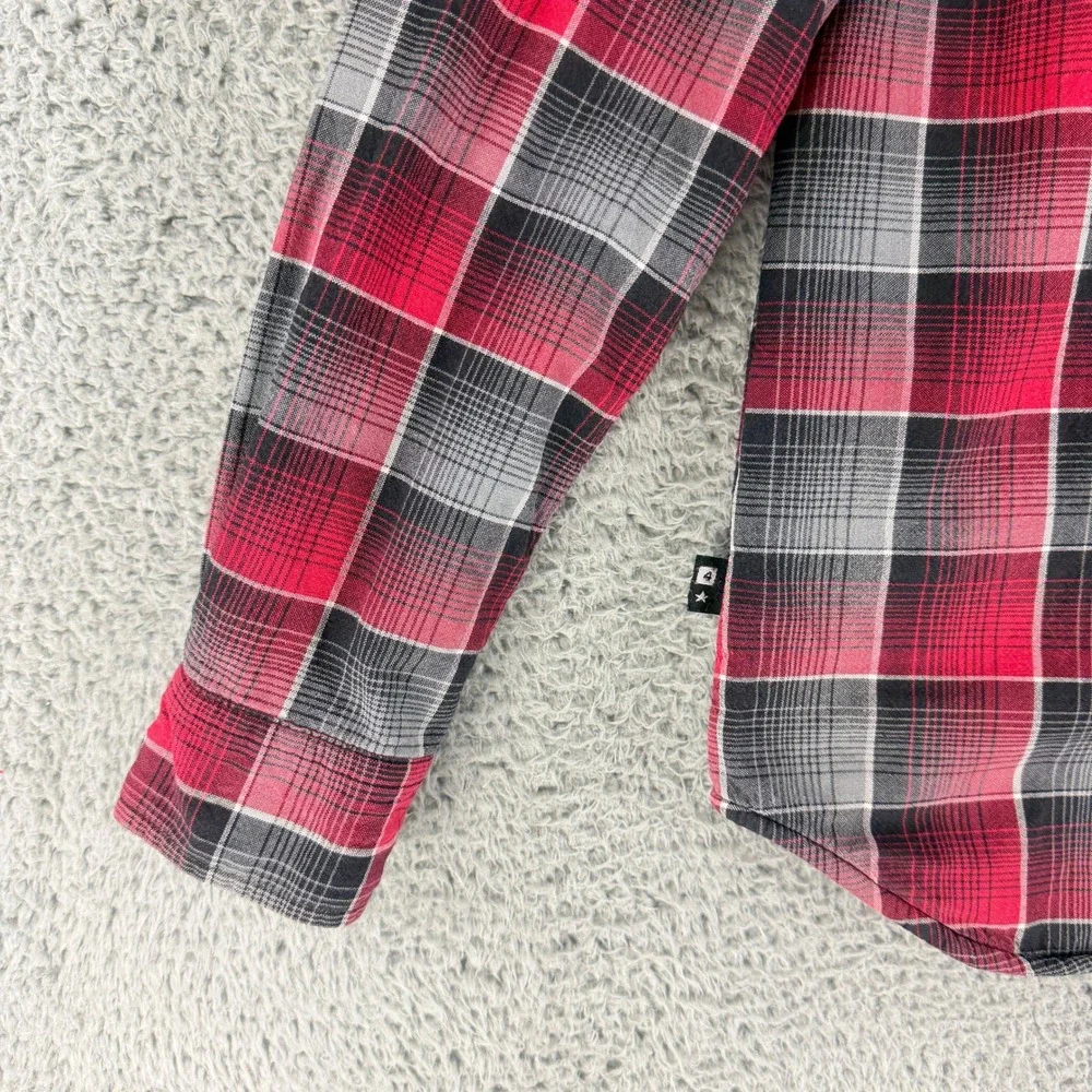 Fourstar Mens Large Red Plaid Thermal Lined‎ Flannel Shirt Skate Streetwear